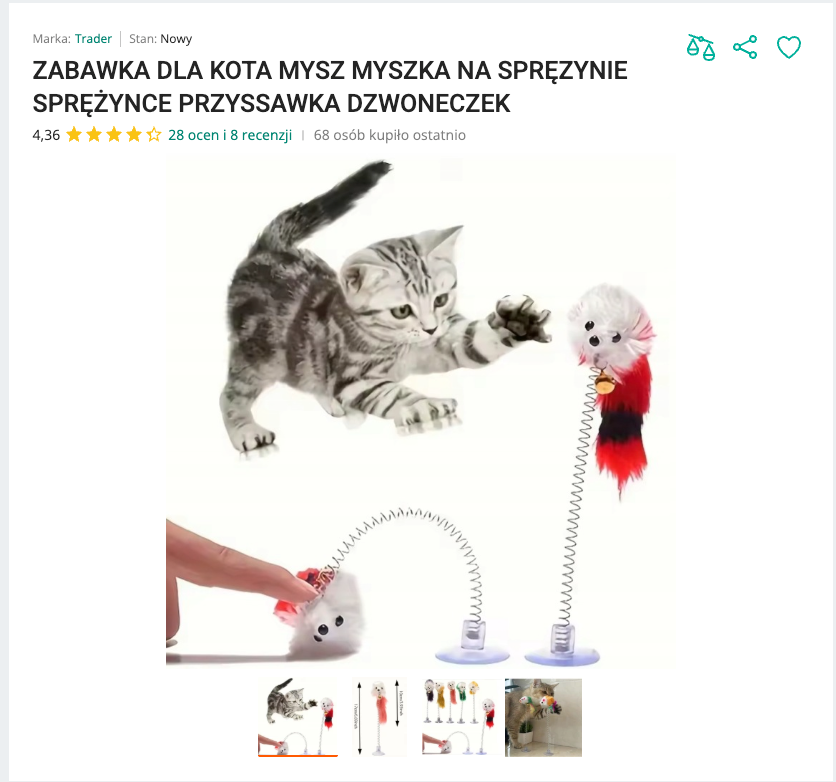 Miauspring - Mysz na Sprężynie z Przyssawką | Nekoro™
