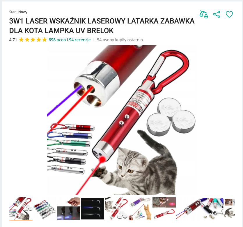 Miaupointer - Wskaźnik Laserowy 3w1 z Latarką UV | Nekoro™