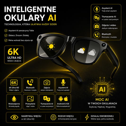 SmartLensAI™ Pro - Okulary AI | Kamera HD | Tłumacz Głosowy