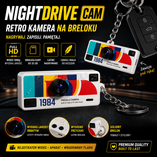 NightDrive Cam – Retro Kamera na Breloku | ZoneCar™
