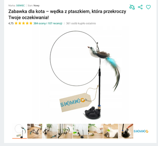 Miaufly - Wędka z Ptaszkiem na Przyssawce | Nekoro™