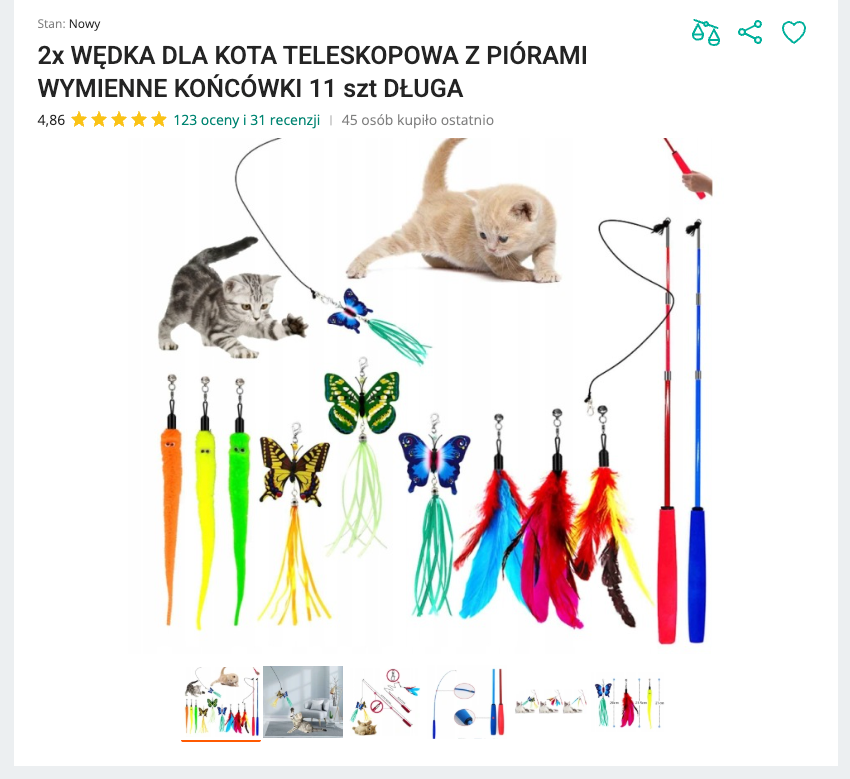 Miauwand - 2x Wędki Teleskopowe z 11 szt. Wymiennymi Końcówkami