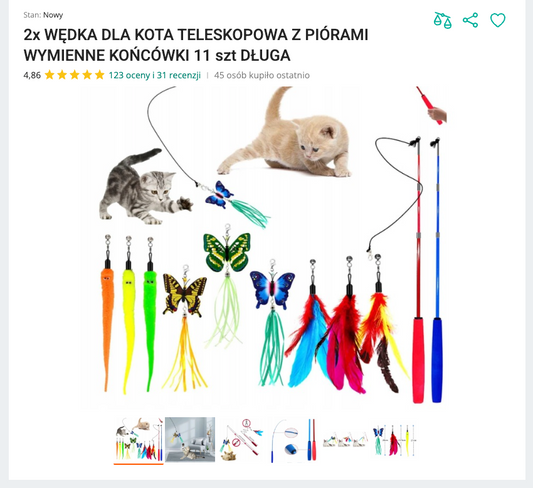 Miauwand - 2x Wędki Teleskopowe z 11 szt. Wymiennymi Końcówkami