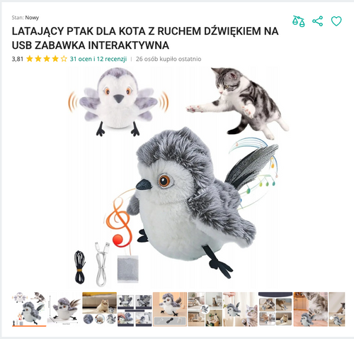 Miauchirp - Ćwierkający Ptaszek Interaktywny USB | Nekoro™