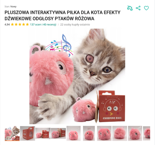 Miauchirp - Ćwierkająca Pluszowa Piłka na Dotyk | Nekoro™