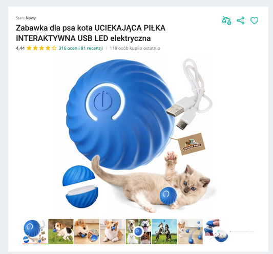 Miaurun - Automatyczna Uciekająca Piłka USB | Nekoro™