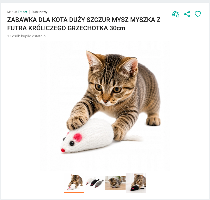 Miaurat - Mysz z Futra Króliczego 30 cm | Nekoro™