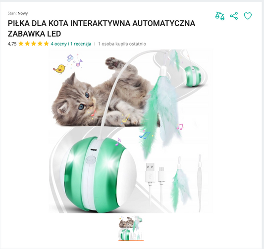Miaurun - Automatyczna Uciekająca Piłka USB LED | Nekoro™