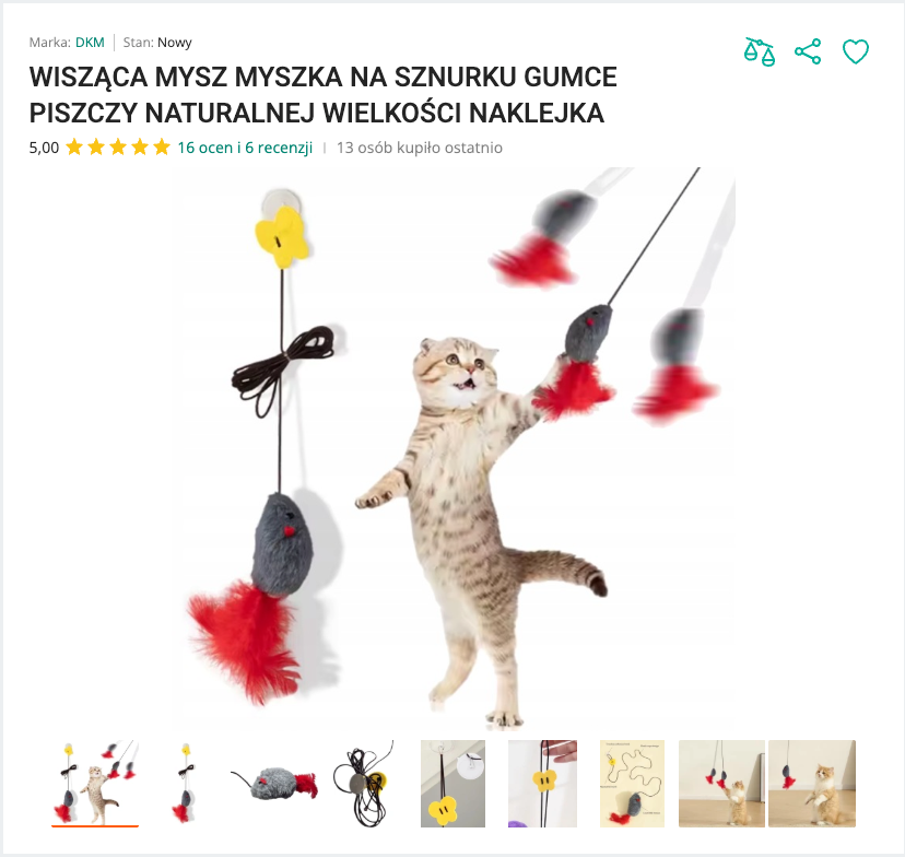 Miaudangle - Wisząca Piszcząca Myszka na Gumce | Nekoro™