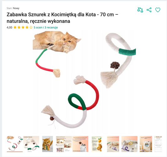 Miaurope - Naturalny Sznurek z Kocimiętką | Nekoro™