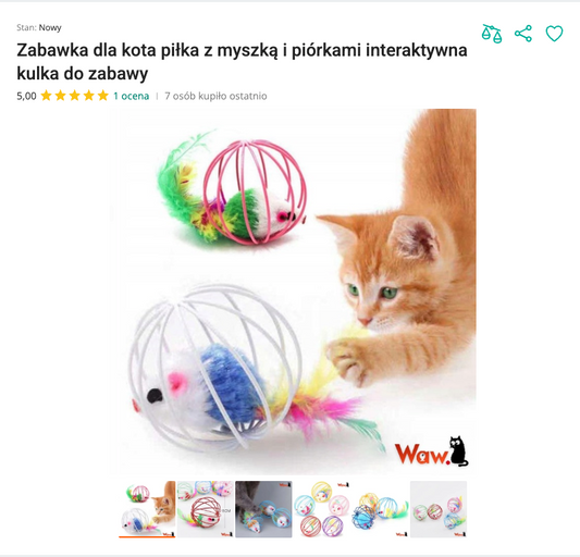 Miaucage - Kulka z Myszką i Piórkami | Nekoro™