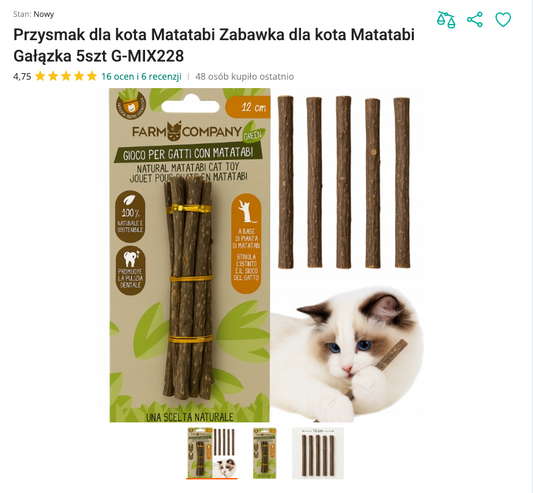 Miaustick - Naturalne Patyczki Matatabi 5 szt. | Nekoro™