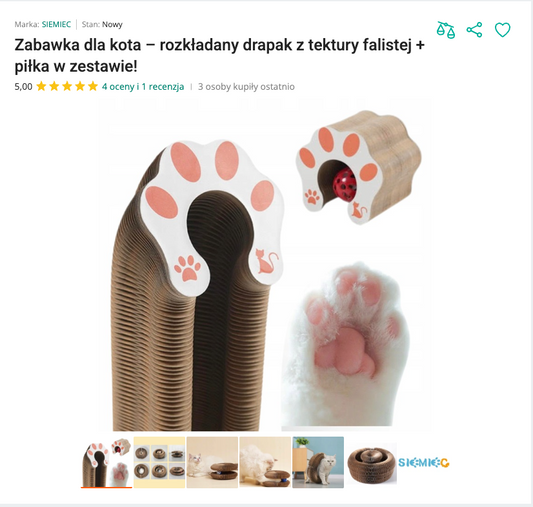 Miauscratch - Rozkładany Drapak z Tektury z Piłką | Nekoro™