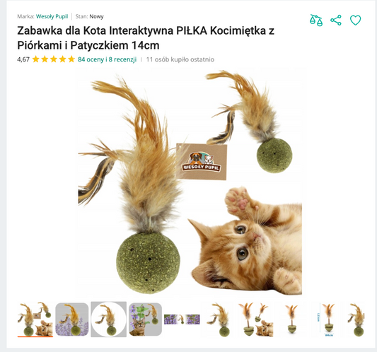 Miaunip - Kulka Kocimiętki z Piórkami i Patyczkiem | Nekoro™