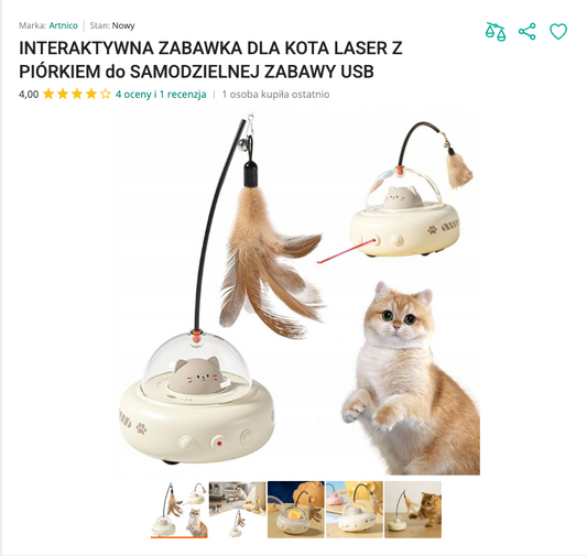 Miaulaser - Laser z Piórkiem UFO 2w1 USB | Nekoro™