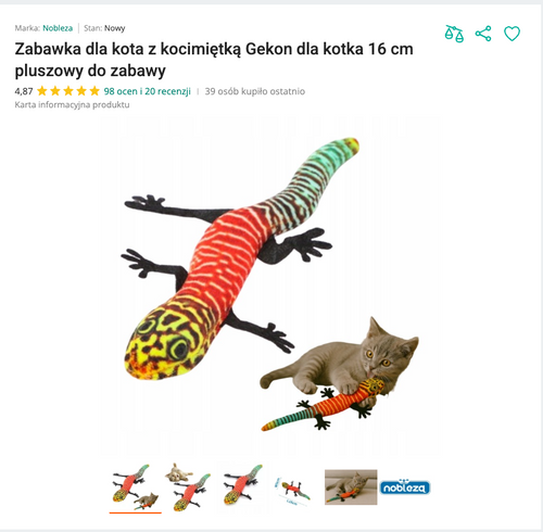 Miaugecko - Pluszowy Gekon z Kocimiętką 16 cm | Nekoro™